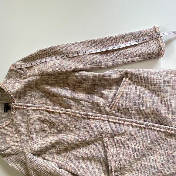 Long tall Sally Tweed Fringed Lavender Jacket Sz 6-8 - Picture 11 of 15